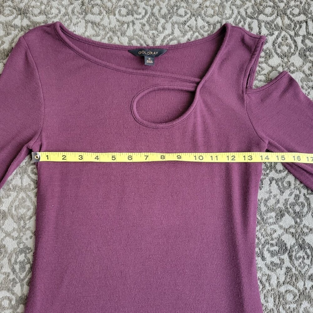 Goldray Garima Asymmetric Cold Shoulder Tops, Burgundy, Size M - Picture 10 of 12